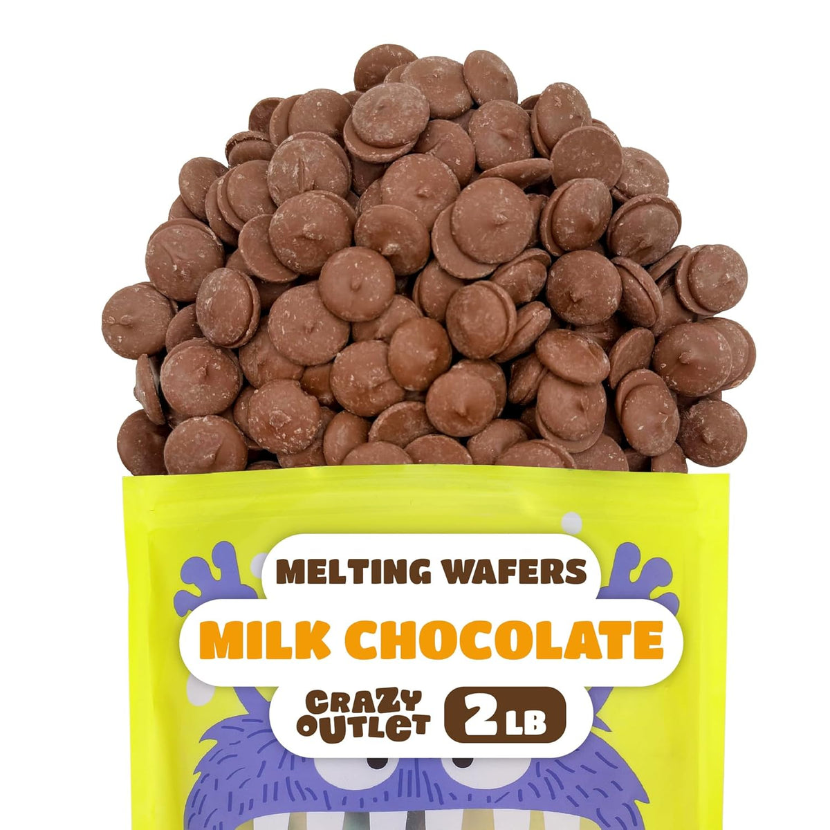 CrazyOutlet Merckens Milk Chocolate Melting Wafers - 2 Pound Pack - Bulk Melting Chocolate - Classic Smooth Candy Melts for Dipping, Molding, and Baking - Creamy Melts