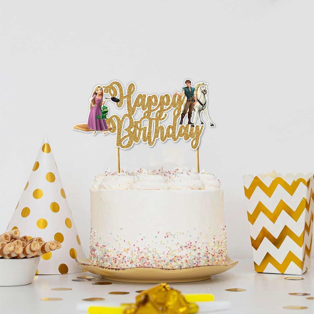 Rapunzl Happy Birthday cake topper - Birthday Decorations.