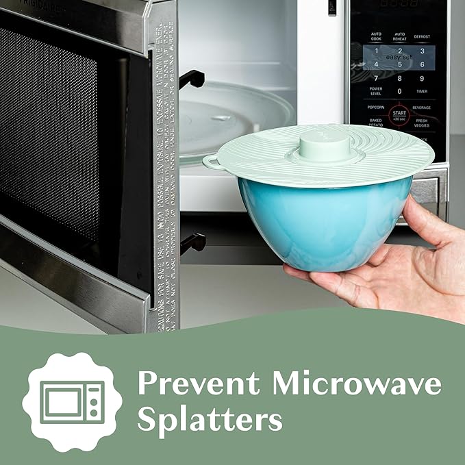 Goodful Universal Silicone Lids for Pots and Pans, Heat Safe, Reusable Suction Seal Covers for Bowls, Pots, Cups- Food Grade, Dishwasher Safe, 3 Piece, Gray, Green and Sage