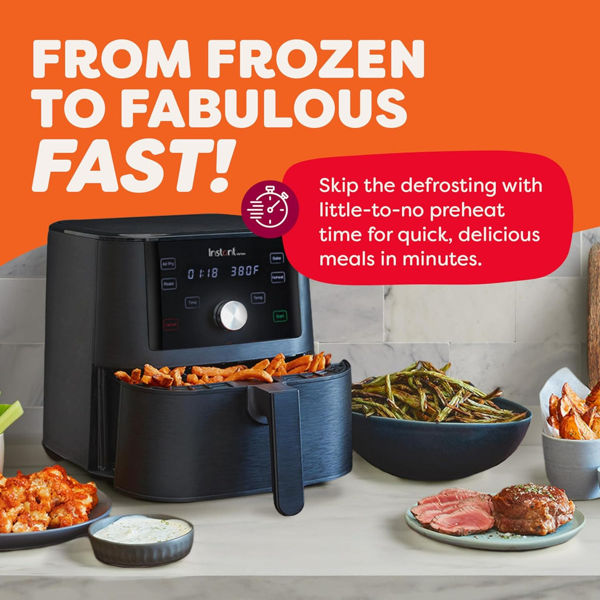 Instant Pot Vortex 6QT XL Air Fryer, 4-in-1 Functions that Crisps, Roasts, Reheats, Bakes for Quick Easy Meals, 100+ In-App Recipes, is Dishwasher-Safe, from the Makers of Instant Pot, Black