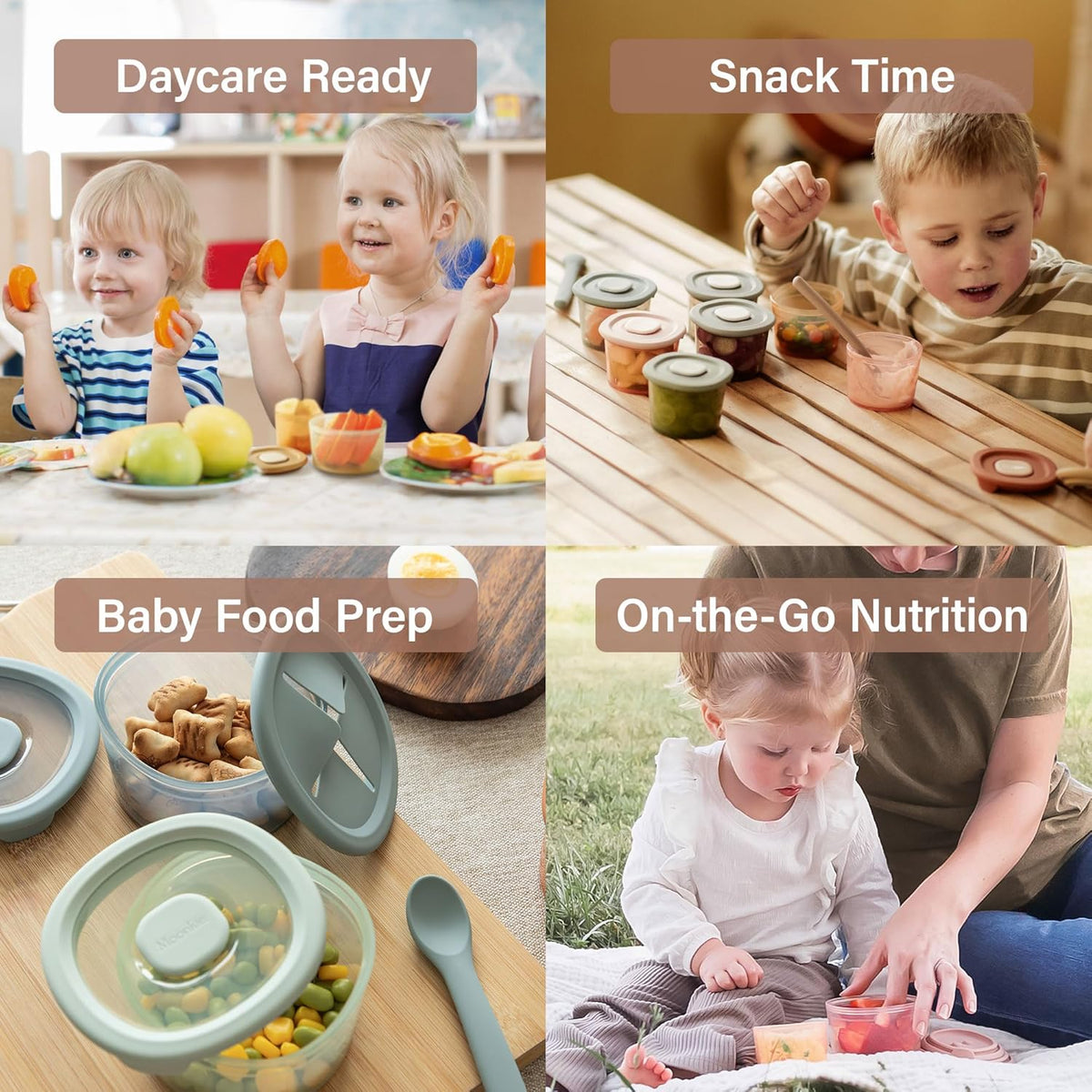 Moonkie Baby Storage Container Snack Lids for 8 oz | 2 Pack