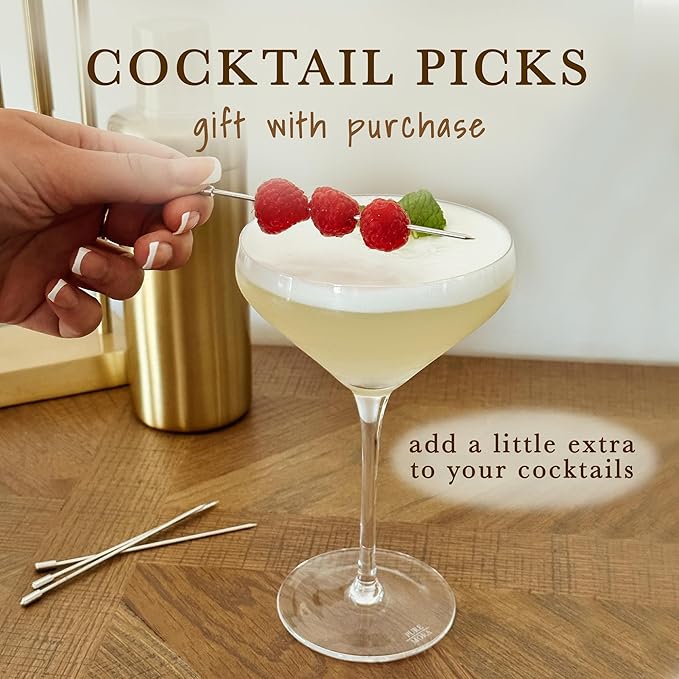 MORA PURE The Remy Coupe - Set of 4, 8oz Handblown Premium Crystal Martini Glasses for Cocktail, Gin & Tonic, Cosmopolitan, Manhattan, Bar, Fancy Mixology, etc. Modern Angle Drinking Glassware