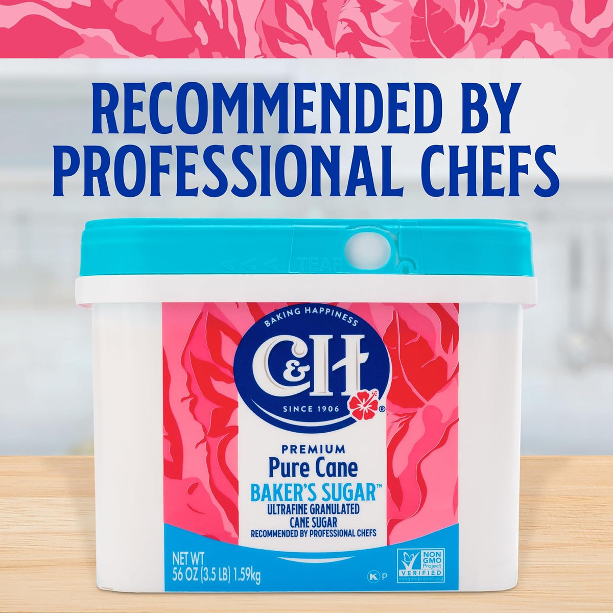 C&H Pure Cane Ultrafine Granulated Baker's Sugar™, 3.5 lb Easy Baking Tub