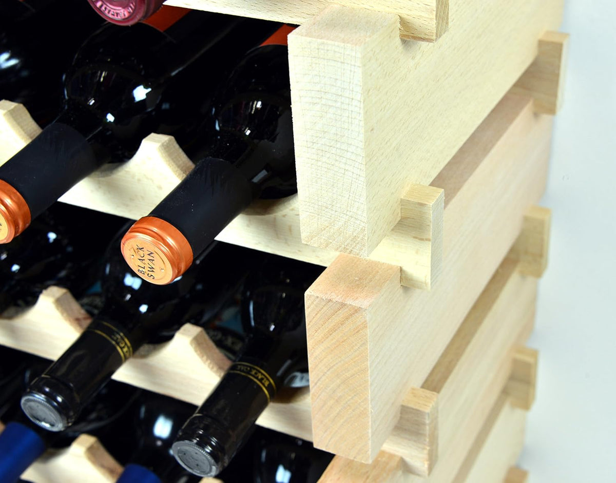 sfDisplay.com,LLC. Modular Wine Rack Beechwood 24-72 Bottle Capacity 6 Bottles Across up to 12 Rows Newest Improved Model (72 Bottles - 12 Rows)