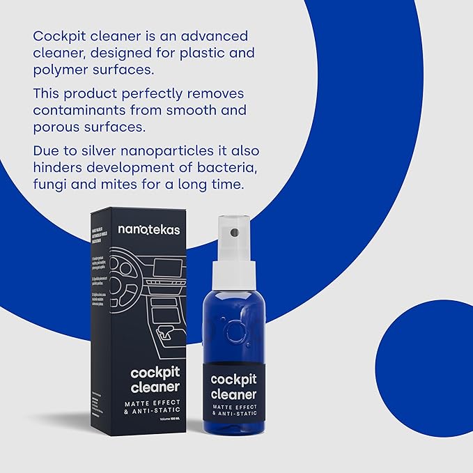 Cockpit Cleaner - Interior Cleaner - Matte Finish Detailer and Spray Sealant has Anti-Static Specs and Silver Nano Particles, Dust-Repellent, Easy Clean for Car Dashboards & Plastics - 100ml