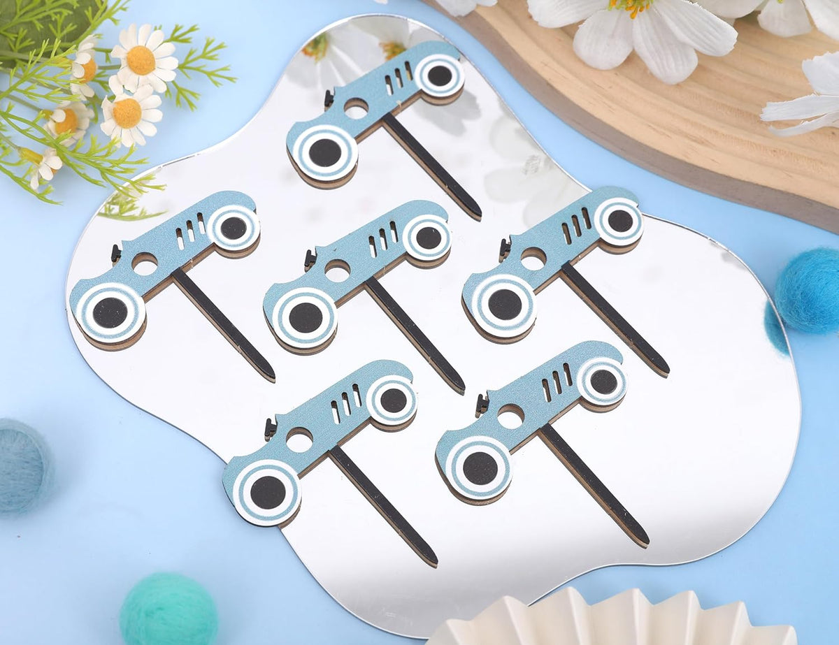 Wooden Race Car Cupcake Toppers - Fast One Cupcake Topper,First Fast One Birthday Decorations,Fast One Birthday Theme Topper(fast one cake topper)