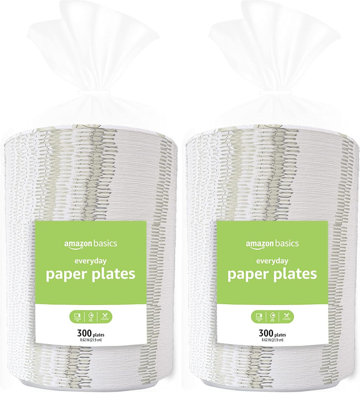 Amazon Basics Everyday Paper Plates, 8.62 Inch, Disposable, 300 Count (Pack of 2)