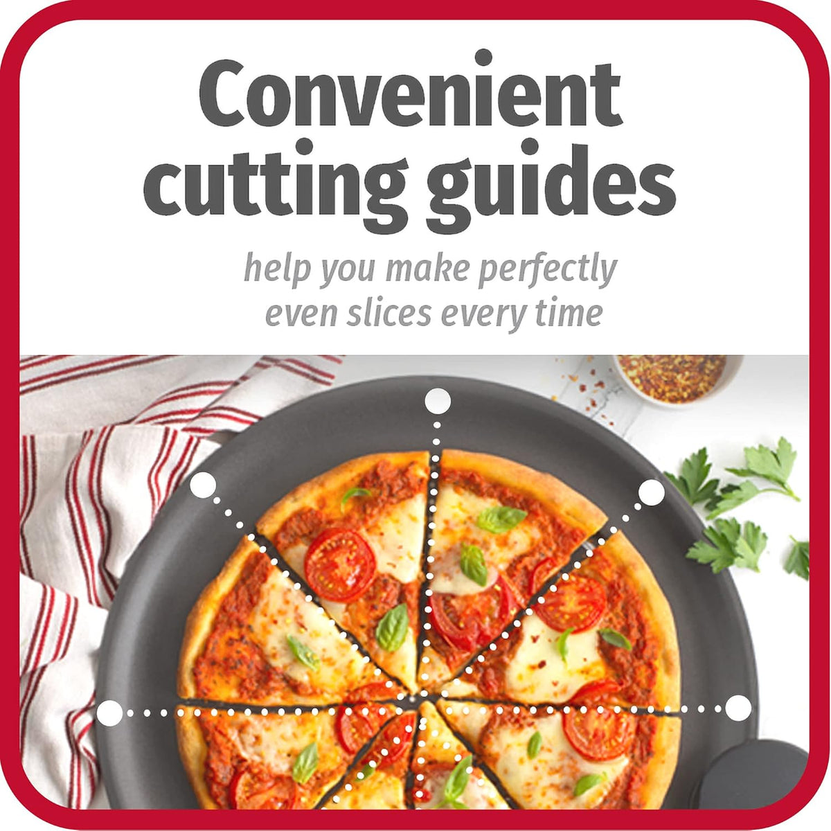 GoodCook AirPerfect 14" Insulated Nonstick Carbon Steel Pizza Pan with Cutting Guides, Perforated Nonstick Pizza Pan, Gray