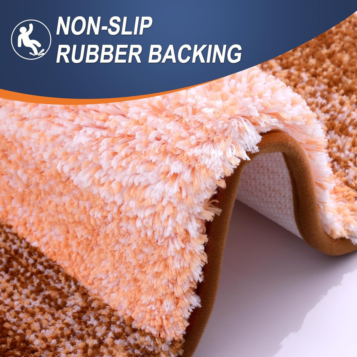 OLANLY Bathroom Rugs Mat 36x24, Extra Soft Absorbent Microfiber Bath Rugs, Rubber Backing, Quick Dry, Machine Washable Bath Mats for Bathroom Floor, Tub and Shower, Home Decor Accessories, Orange
