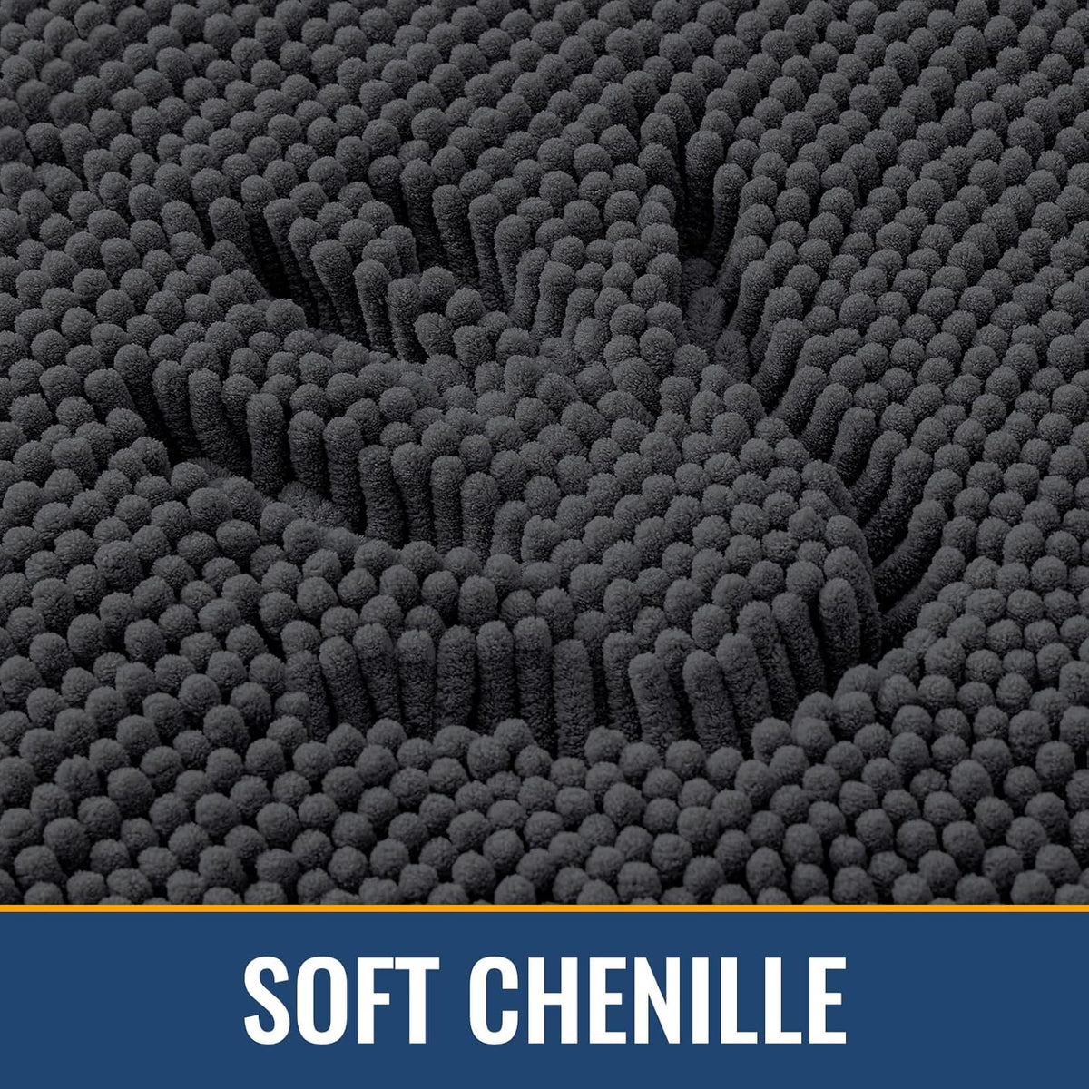 Arotive Bathroom Rugs 30x20, Extra Soft Absorbent Shaggy Chenille Bath Rugs, Machine Washable Rubber Backing Non-Slip Bath Mats for Bathroom Floor Tub and Shower, Home Decor Accessories, Dark Grey