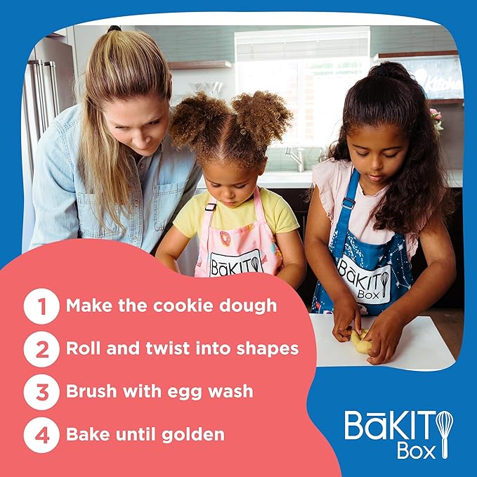 BāKIT Box Greek Koulourakia Cookie Kit, Kids Baking Gift with Printed Recipe & Activity Guide, Make Greek Twist Cookies + Learn Words & Symbols