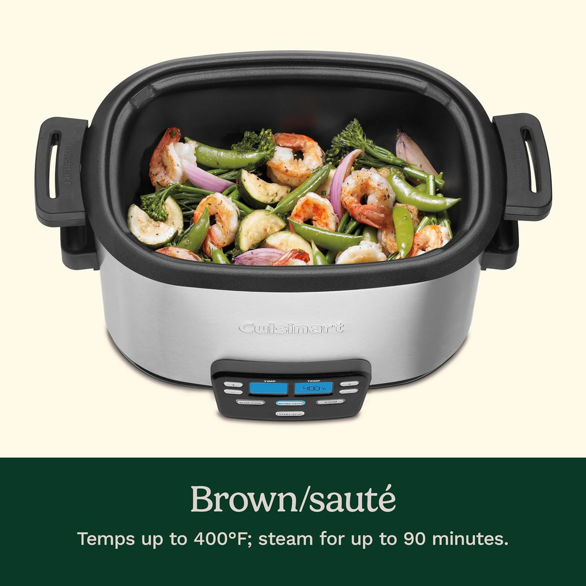 Cuisinart MSC-600 3-In-1 Cook Central 6-Quart Multi-Cooker: Slow Cooker, Brown/Saute, Steamer, Silver