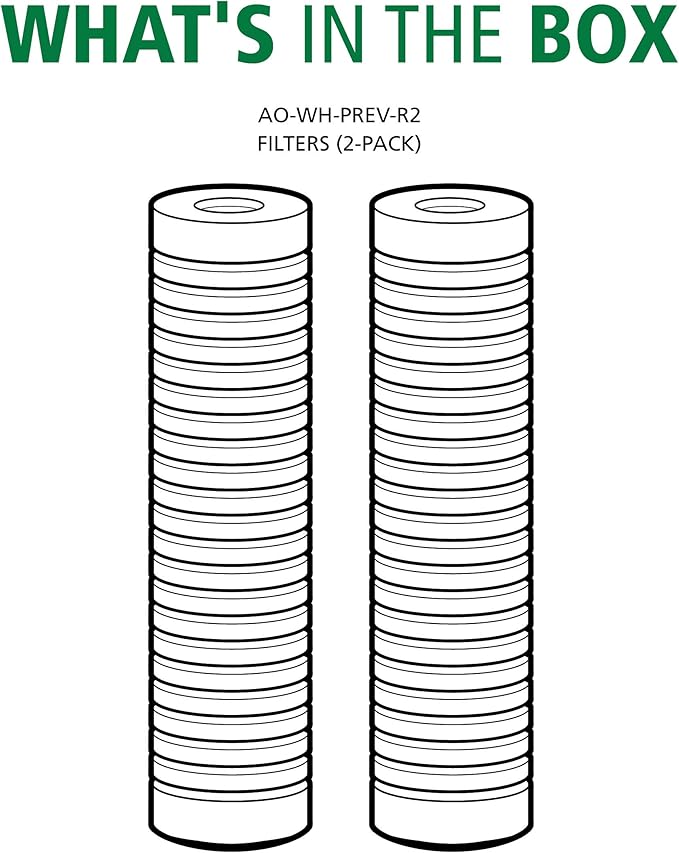 AO Smith 2.5"x10" 5 Micron Sediment Water Filter Replacement Cartridge - 2 Pack - For Whole House Filtration Systems - AO-WH-PREV-R2