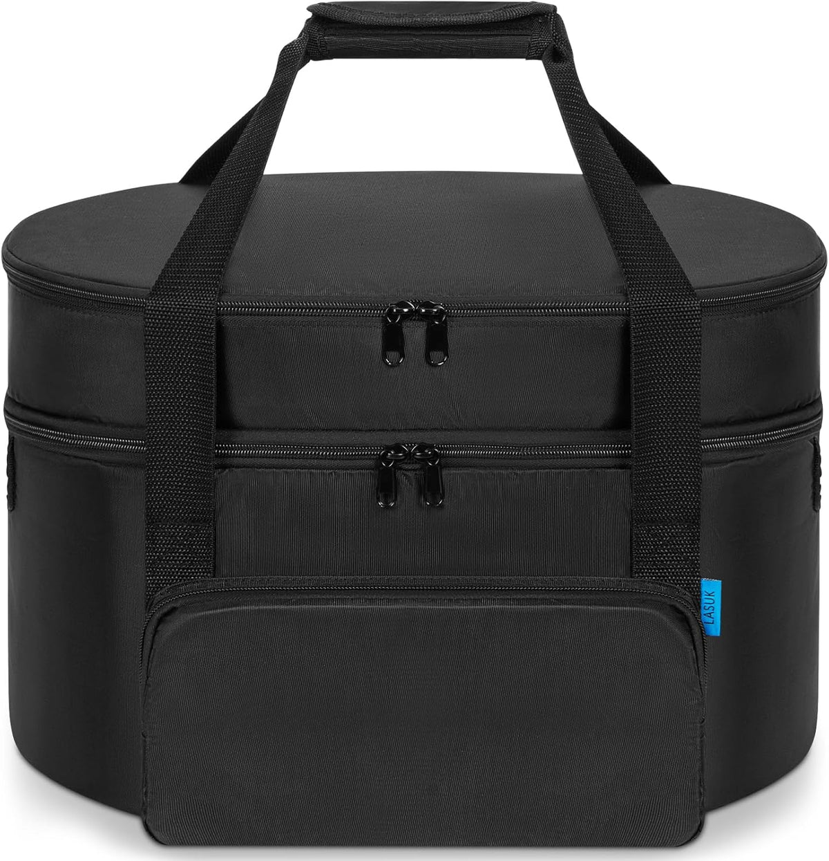 Double-Layer Slow Cooker Travel Bag Compatible with 6, 7, 8 Quart Crock-Pot, Insulated Travel Carrier with Easy to Clean Lining, Black