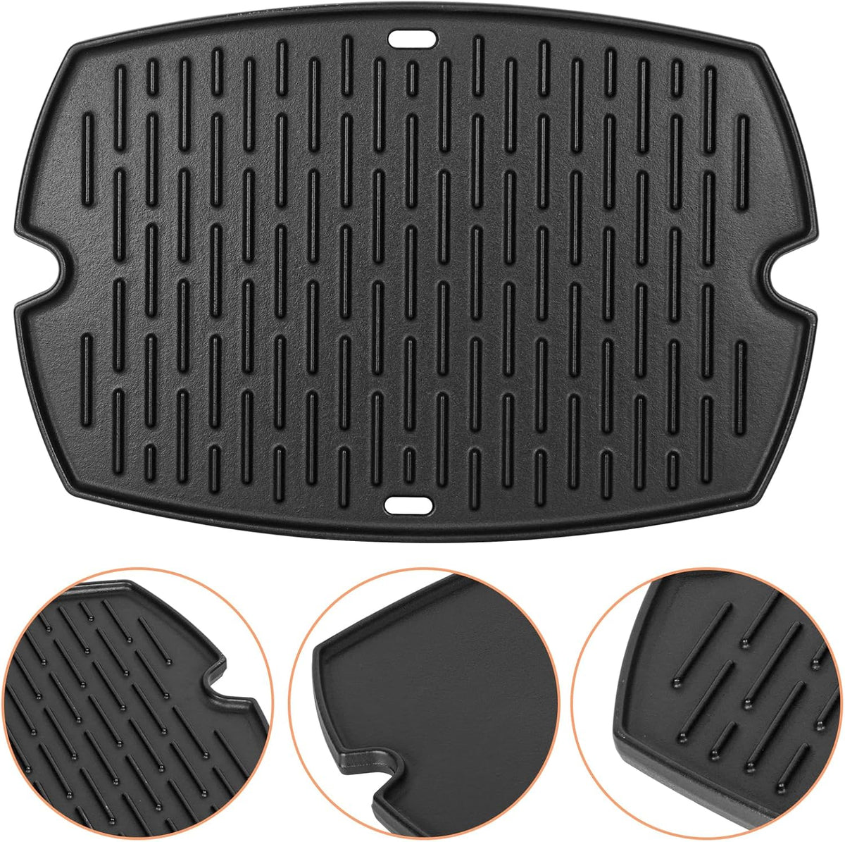7584 Q3200 Griddle for Weber Q300 Q320 Q3000 Q3100 Q3200 Full Size Grill Plate Parts, Flat Top Cast Iron Griddle Insert for Weber 7646 Q320 Accessories, for WeberQ Grill Parts