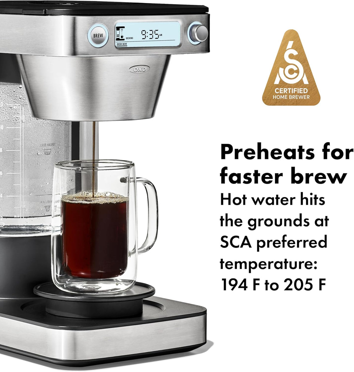 OXO Brew 12-Cup Coffee Maker With Podless Single-Serve Function,Silver