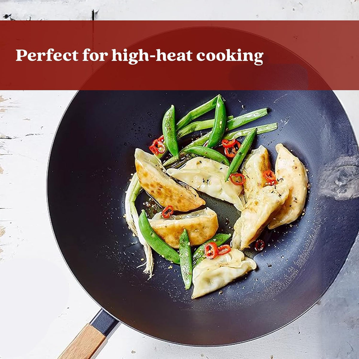 Alva Forest 4-Piece Blue Carbon Steel Pan & Wok Set – Pre-Seasoned, Natural Nonstick, PFAS/PFOA/PTFE-Free – Healthy, Non-Toxic Cookware for All Stovetops & BBQ