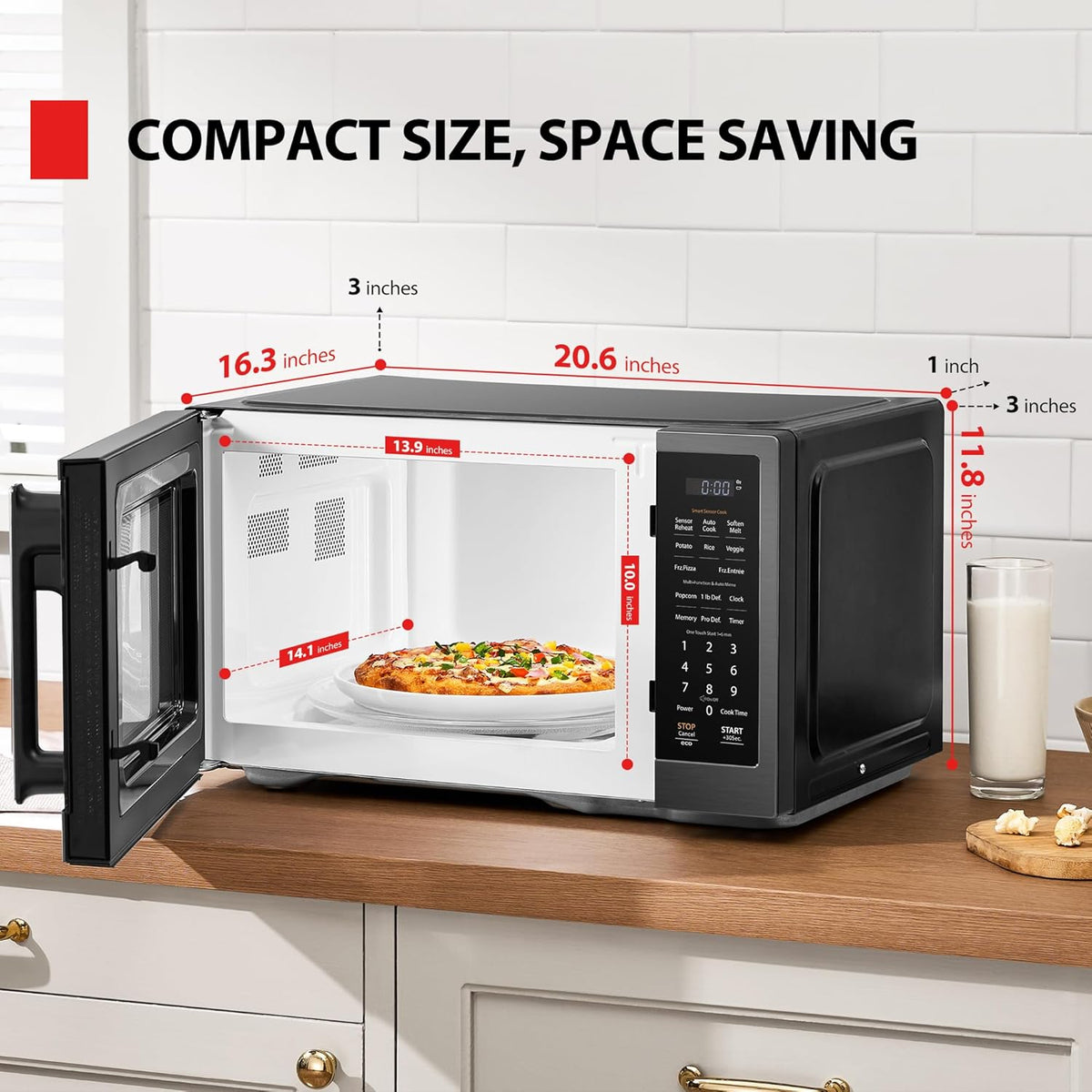 TOSHIBA ML4-EM12PA(BS) Countertop Microwave Oven with Stylish Design As Kitchen Essentials, Smart Sensor, 13 Auto Menus&Mute Function, 1.2 Cu Ft with 12.4" Turntable, 1000W, Black Stainless Steel