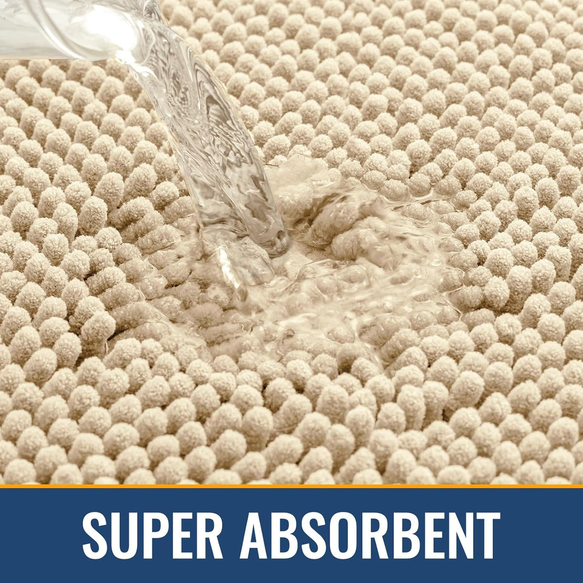 Arotive Bathroom Rugs 47x24, Extra Soft Absorbent Shaggy Chenille Bath Rugs, Machine Washable Rubber Backing Non-Slip Bath Mats for Bathroom Floor Tub and Shower, Home Decor Accessories, Beige