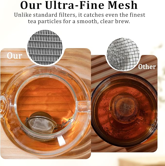 304 Stainless Steel Tea Strainers for Loose Tea Infuser Ball, Extra-Fine Mesh Tea Ball, Tea Holder Loose Leaf Tea Steeper, Tea Diffuser for Rooibos, Black Tea, Herbal & Spices (Small x 2)