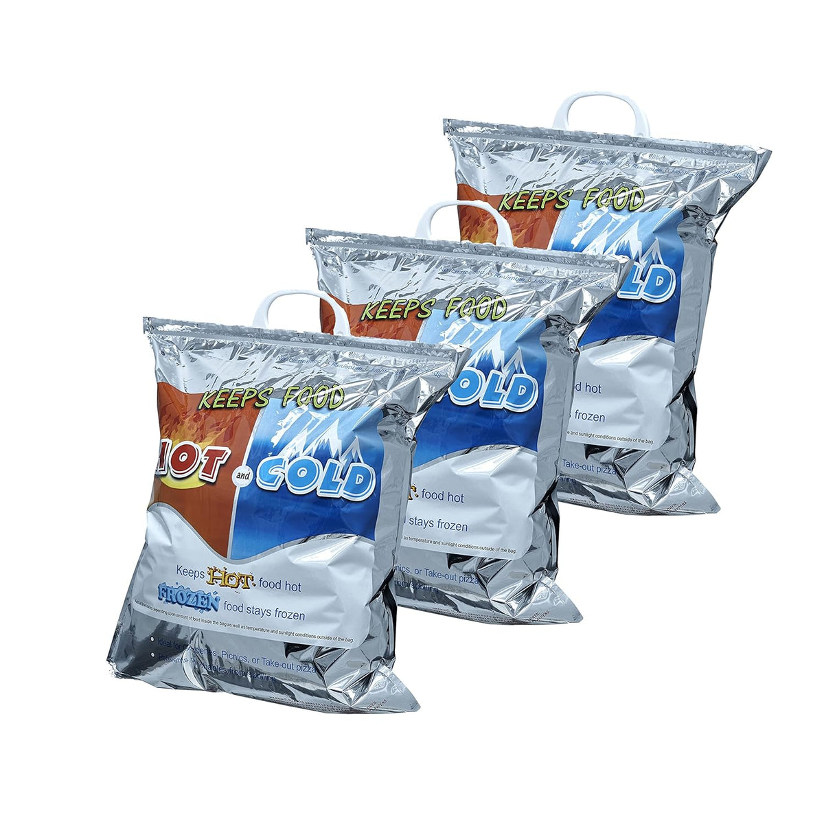 Superio Hot and Cold Insulated Bags for Food Delivery, Grocery Shopping Bags, Food Storage for Hot and Frozen Food for Travel, Disposable Cooler Bag, Reinforced Thermal Lunch Bag (3, 16"x19.25")