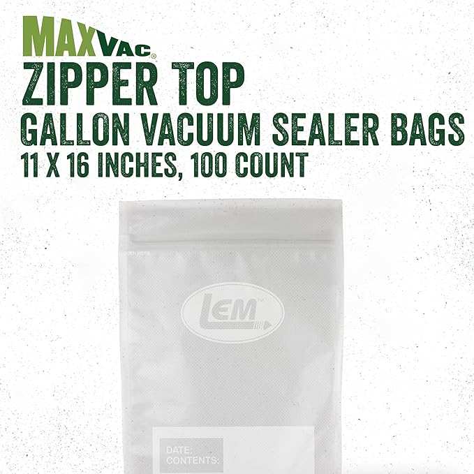 LEM Maxvac 11" x 16" Gallon Resealable Vacuum Bags