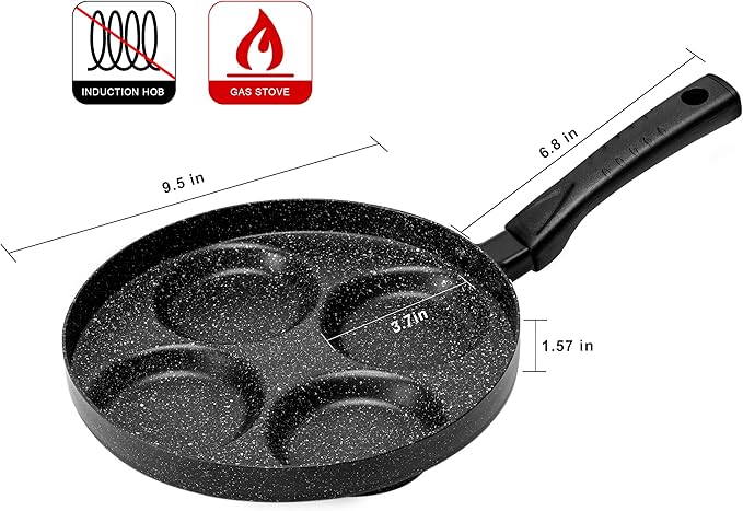 MyLifeUNIT Aluminum 4-Cup Egg Frying Pan, Non Stick Egg Cooker Pan