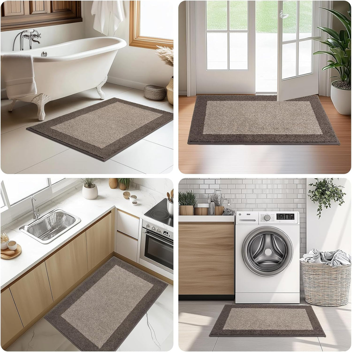Machine Washable Kitchen Rug 24" x 96", Non Slip Kitchen Mat for Floor, Absorbent Entrance Runner Rug for Bedroom, Hallway, Bathroom, Door (Roll Packing)