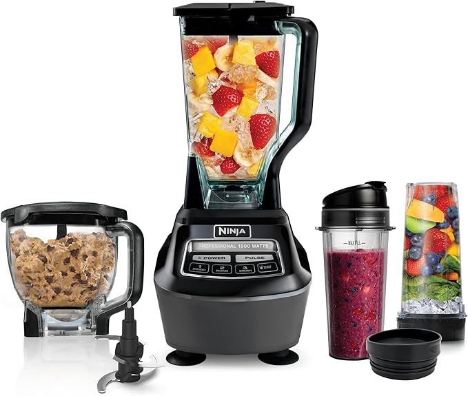 Ninja Kitchen System | 8-Cup Food Processor Bowl & 72 oz. Blender All-in-One | With (2) 16 oz. To-Go Cups | For Smoothies, Ice Crushing, Dough & More | 1500 Watt | Black | BL770