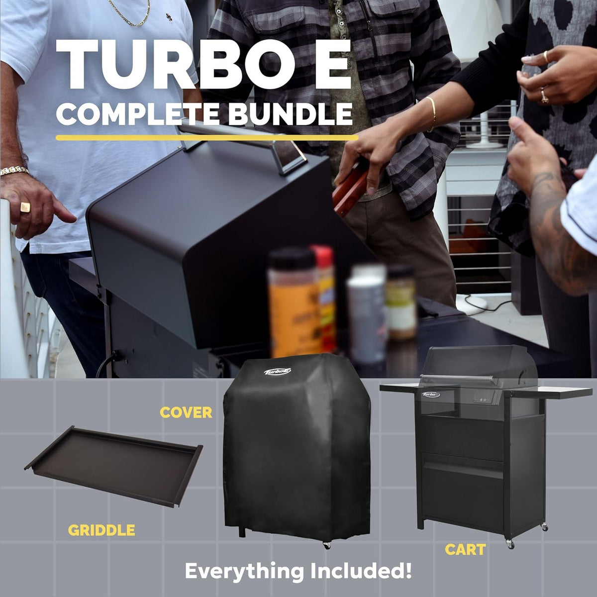Turbo E Outdoor Electric Grill by PLUGNGRILL - High-Power 1700W Infrared Grill Technology - 24-Inch Smart BBQ Grill with Probe & Digital Display for Precise Cooking & Searing (Turbo E Complete Bundle)