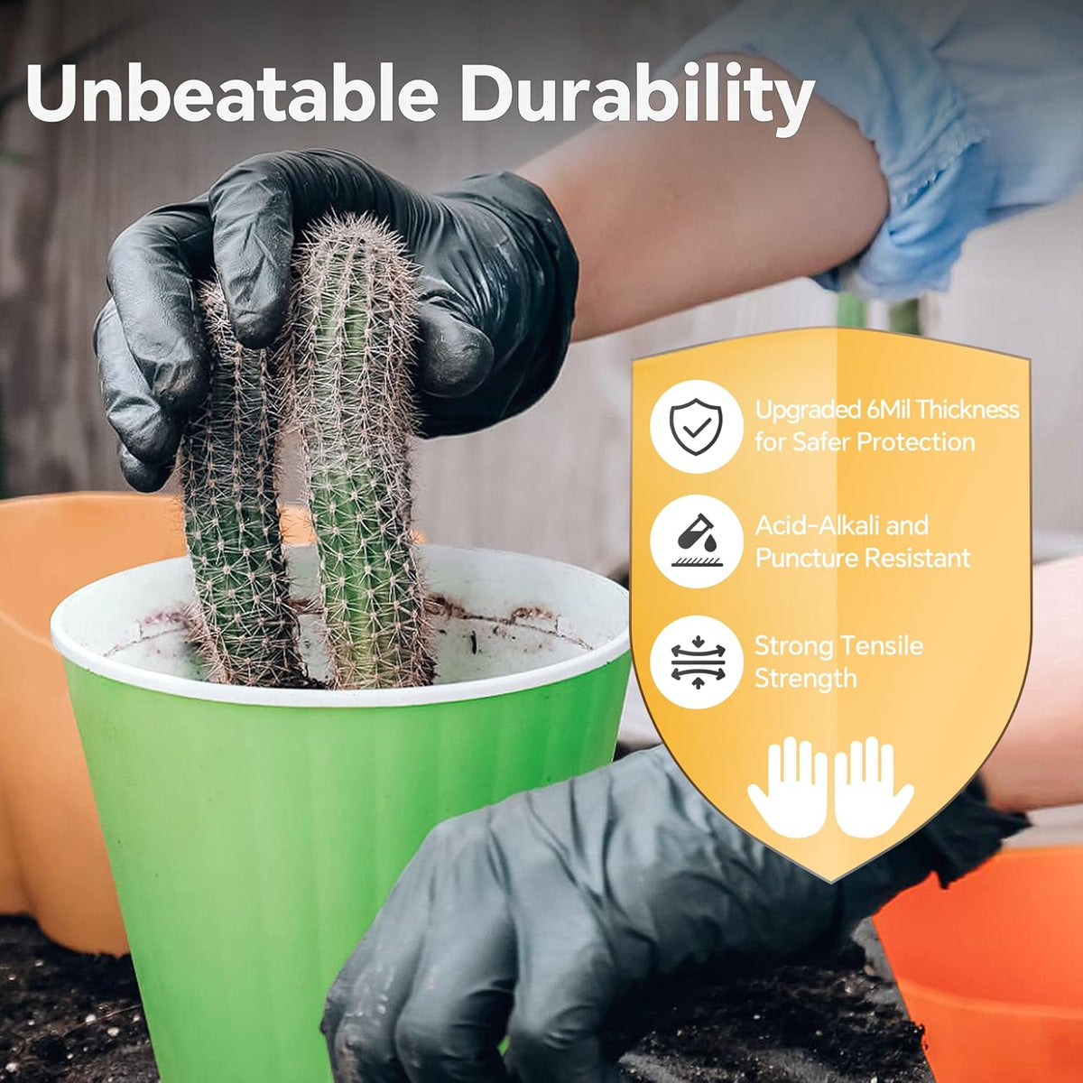 HEAVY DUTY 7 Mil Nitrile Black Gloves Disposable Latex Free Rubber Latex Cleaning Mechanic Food Prep Gloves 1000PCs
