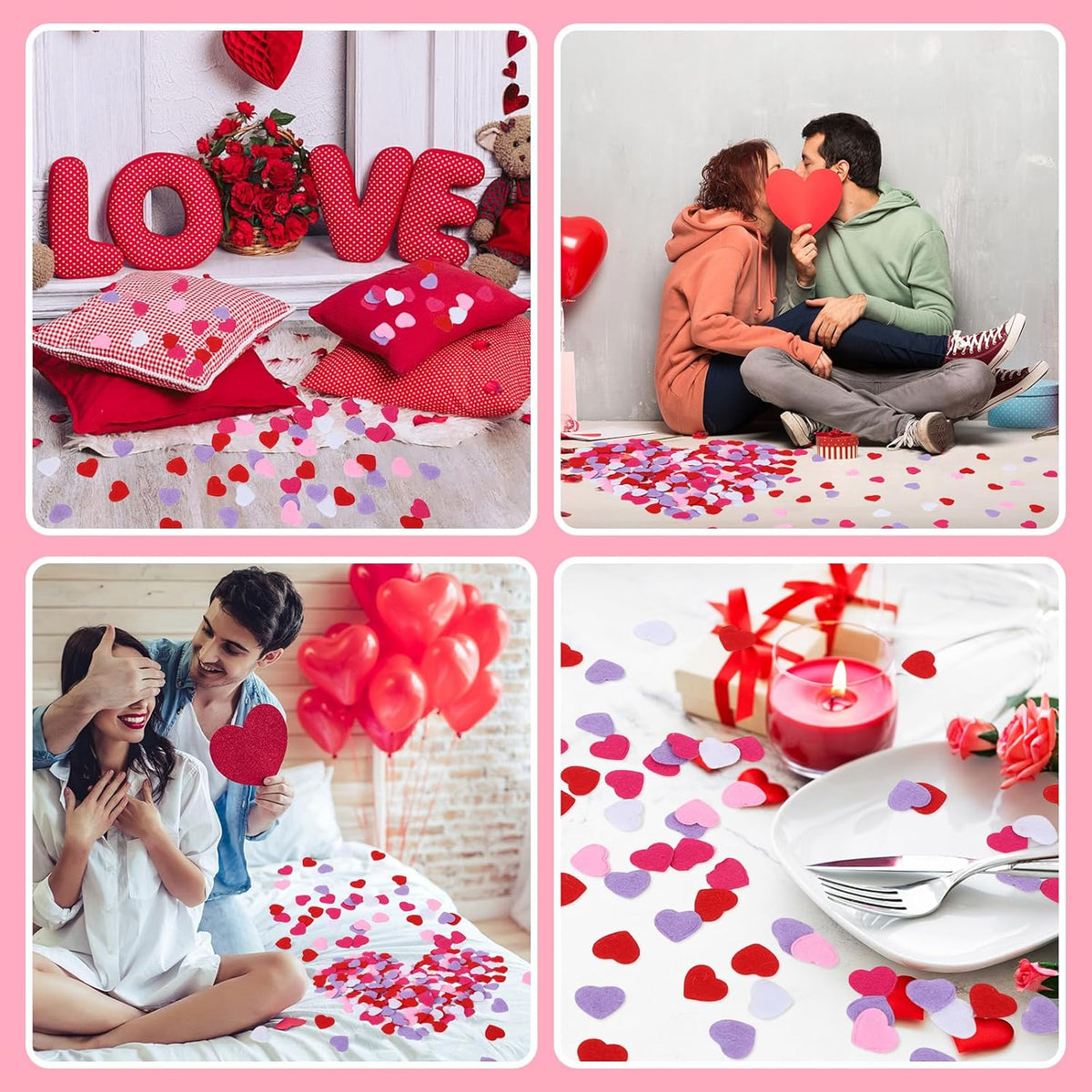 MARFOREVER Valentine's Day Felt Hearts Confetti, Heart Decorations Foam Confetti for Wedding, Mother's Day Supplies - Romantic Heart Shape Balls Sprinkles