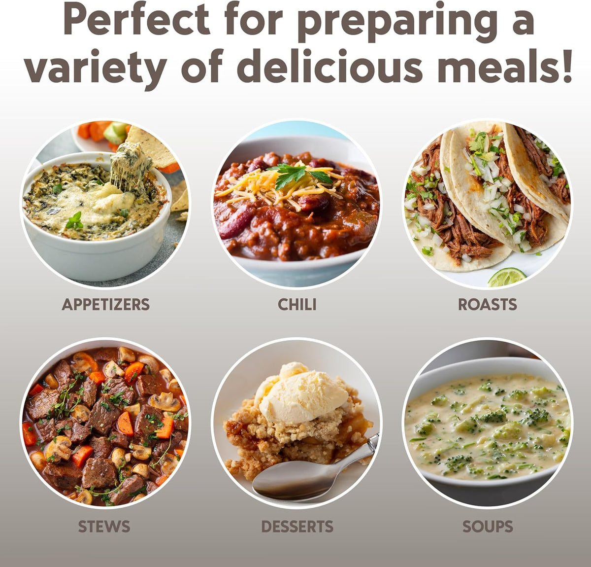 COOK WITH COLOR 2QT Mini Electric Round Slow Cooker - Adjustable Settings, Removable Stoneware Pot, Tempered Glass Lid, Dishwasher Safe, Cool-Touch Side Handles, Greige