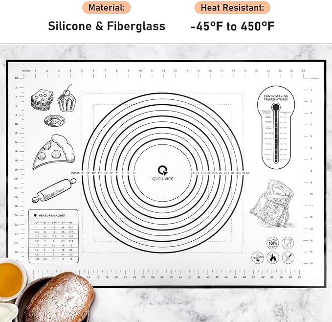 Silicone Pastry Mat, Baking Mat for Rolling Out Dough, Dough Mat for Rolling, Fondant Mat, 20''(W)28''(L), Black