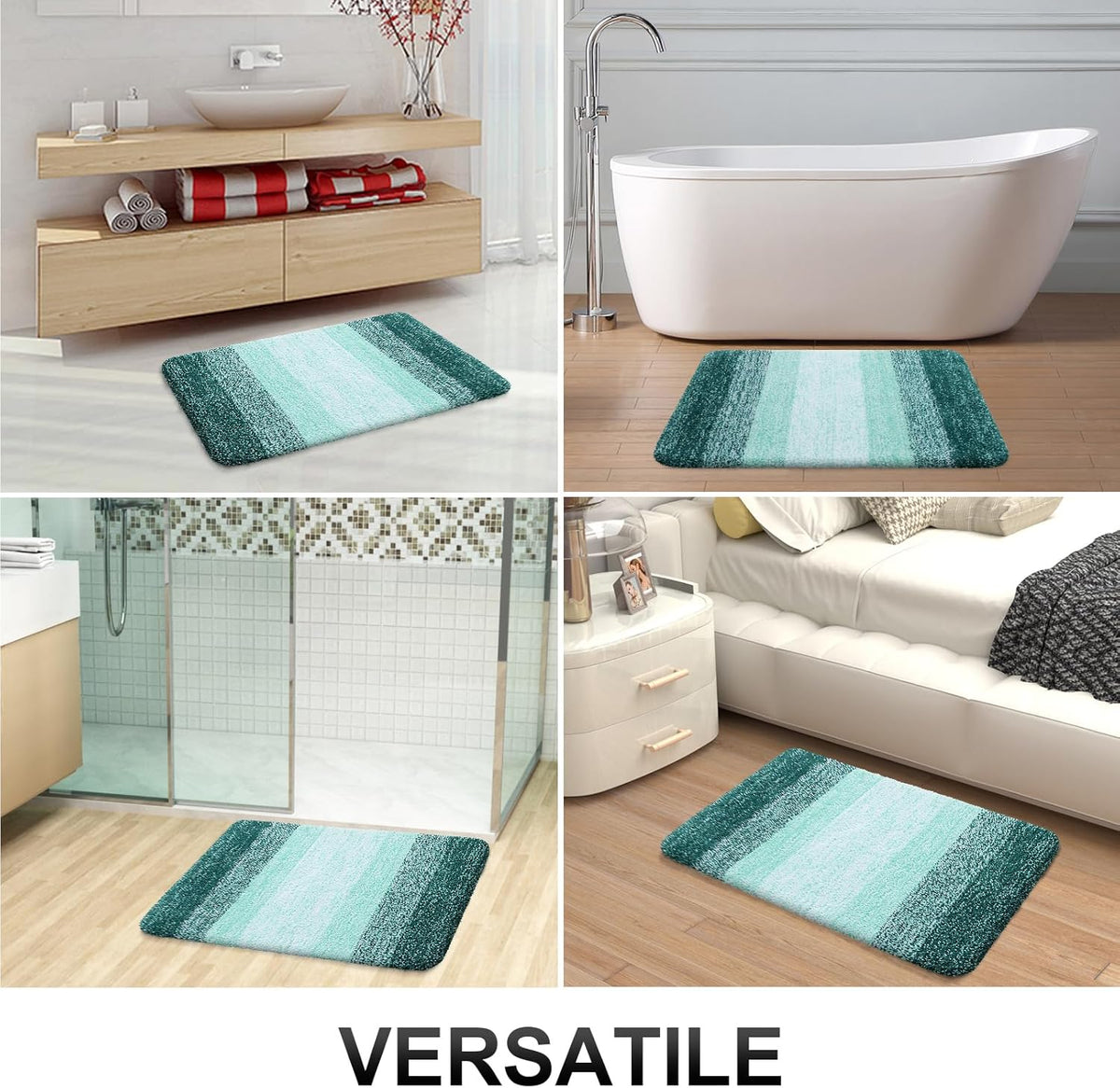 OLANLY Bathroom Runner Rugs 59x17, Extra Soft Absorbent Microfiber Bath Rugs, Rubber Backing, Quick Dry, Washable Bath Mats for Bathroom Floor, Tub and Shower, Home Decor Accessories, Blackish Green