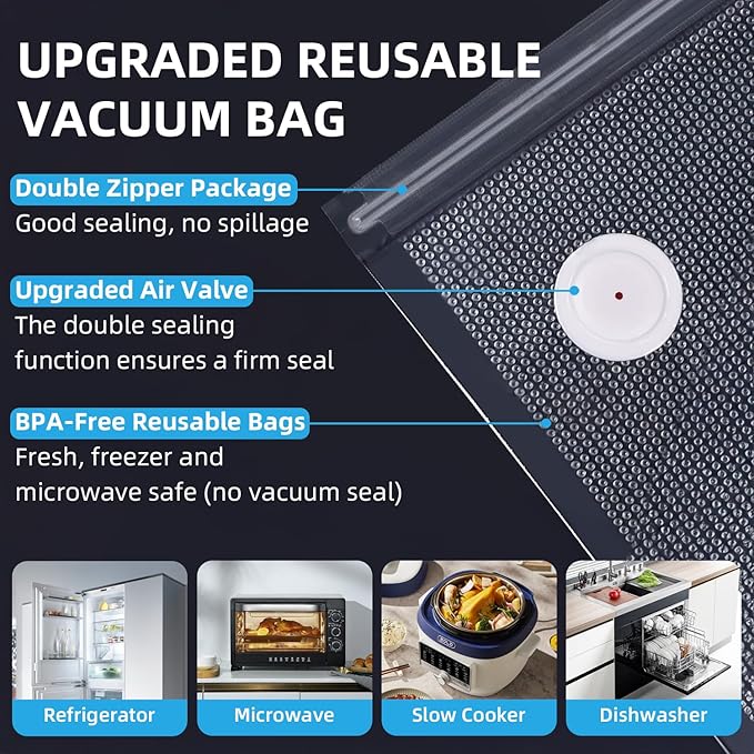 Vacuum Sealer, vacuum sealer for food, handheld vacuum sealer(Vacuum Sealers+ 30 reusable vacuum seal bags)