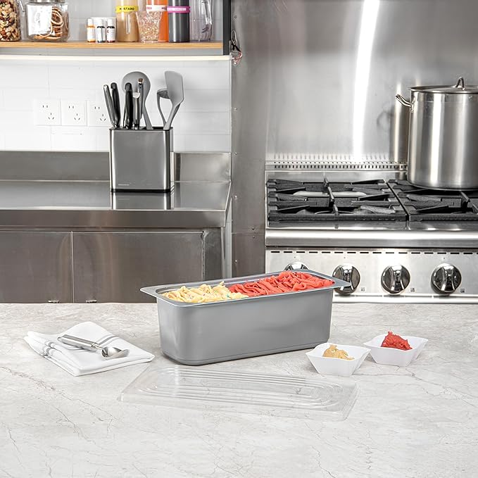 Restaurantware-RW Base 5 Quarts Ice Cream Containers, 25 Rectangle Disposable Containers - Durable, With Clear Lid, Black Plastic Box, For Ice Creams, For Cafes