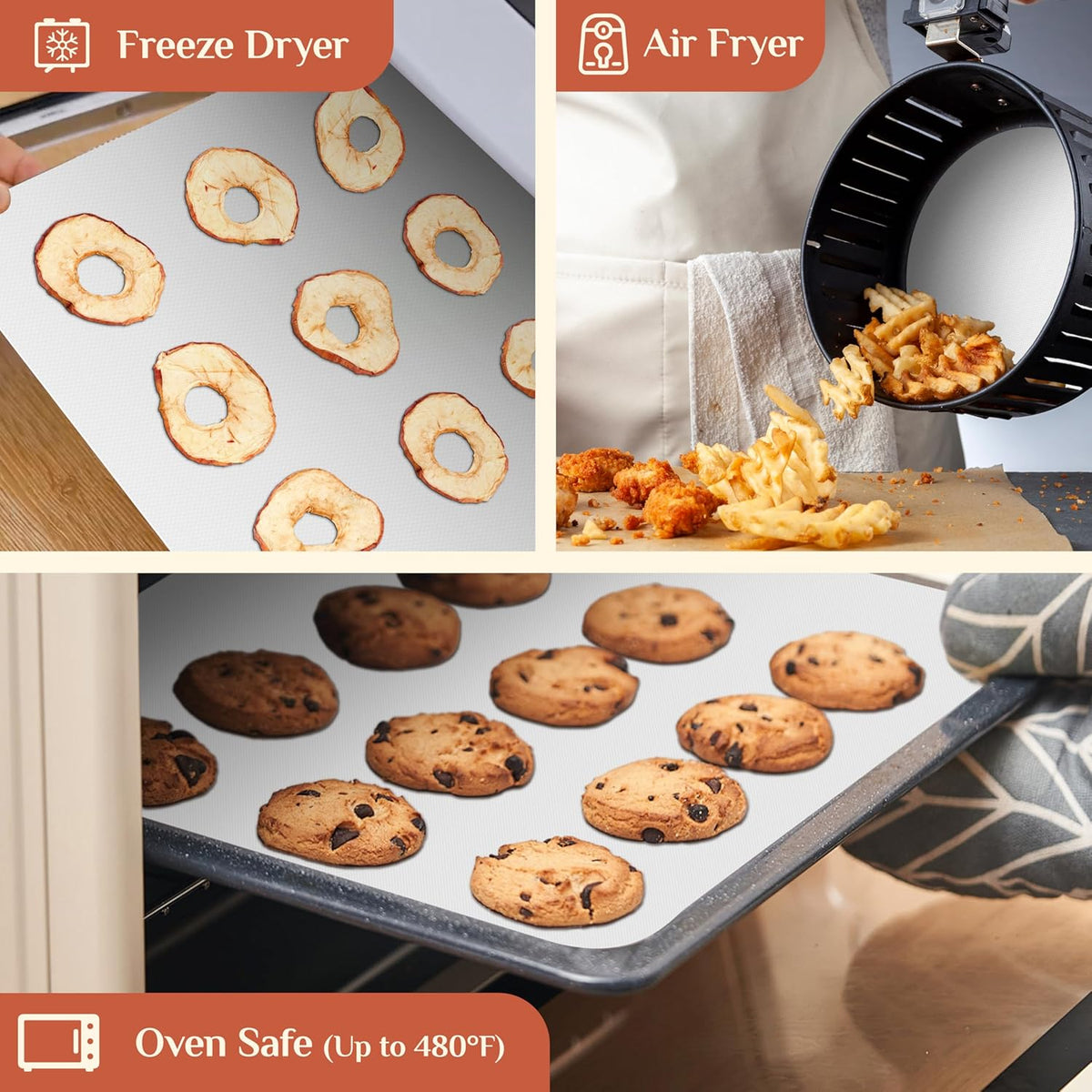 Silicone Baking Mat, 20 IN x 6 FT Free Cutting Baking Sheet,Non-Stick Reusable Dough & Pastry Mat,Non-Slip Silicone Mat Roll for Air Fryer Liner,Freeze Dryer,Oven Baking Pan,Kitchen Counter