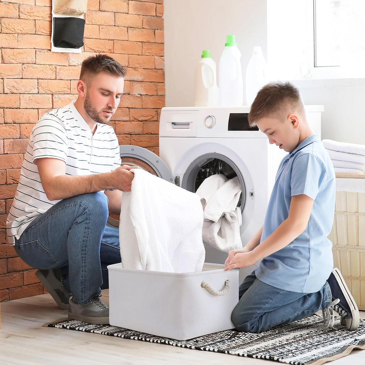 TheWarmHome Fabric Storage Bin, Large 1 Pack 15.7L*11.8W*8.3H Storage Basket for Home Storage and Organization, Shelf Basket with Cover for Living Room Bedroom Closet（White