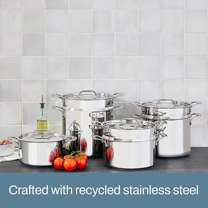 All-Clad Simply Strain Stainless Steel Multipot with Straining Lid, 6-Quart, Induction, Oven Broiler Safe 600F, Strainer, Pasta Strainer with Handle, Steamer Pot, Cookware, Home, Pots and Pans, Silver