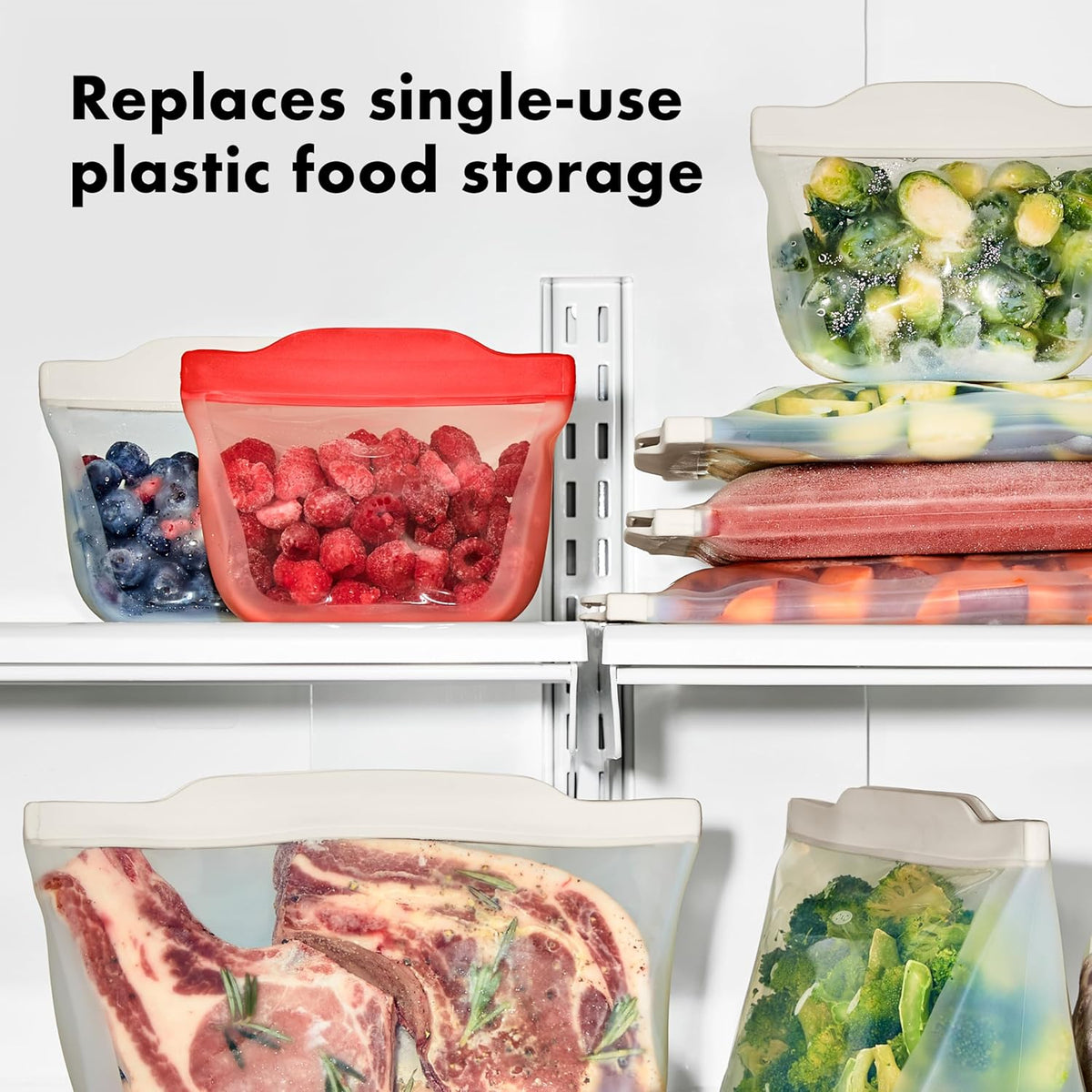 OXO Good Grips Silicone Reusable Bag – Stand-Up Quart (32 oz) - Oat