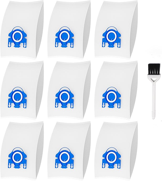 Vacuum Cleaner Bags Fit for Miele Classic C1 Complete C1 C2 C3 S227 S240 S270 S400 S2 S5 S8 Series, Include 9 Packs 3D Efficiency Airclean Bags with 3 Motor Protection Filters and 3 AirClean Filters
