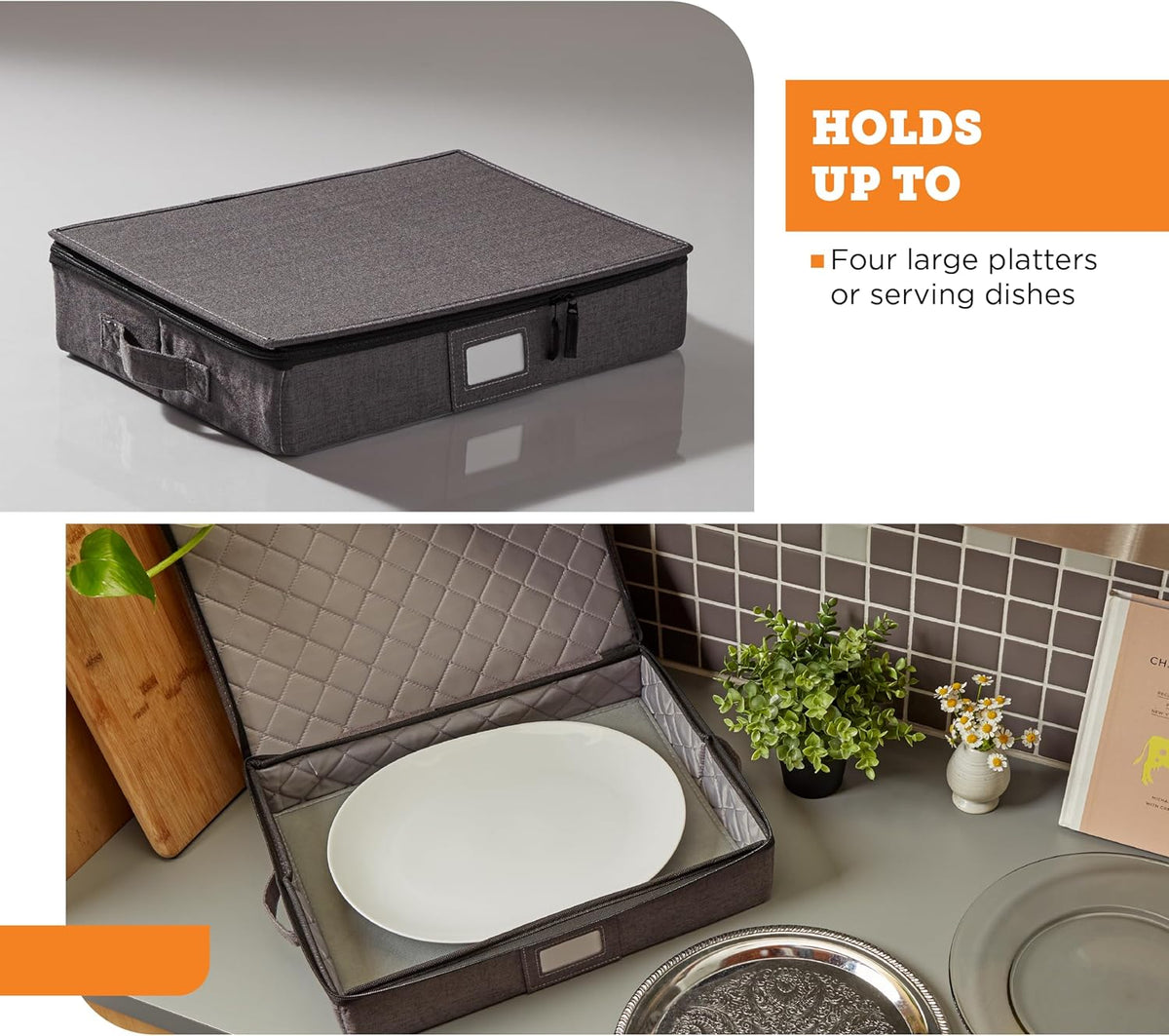storageLAB China Storage Containers, Containers for Organizing, Hard Shell Case, Felt Plate Dividers, Moving Supplies, Storage Box, Wine, Dishes, Glasses Storage, Charger Plates Storage Containers