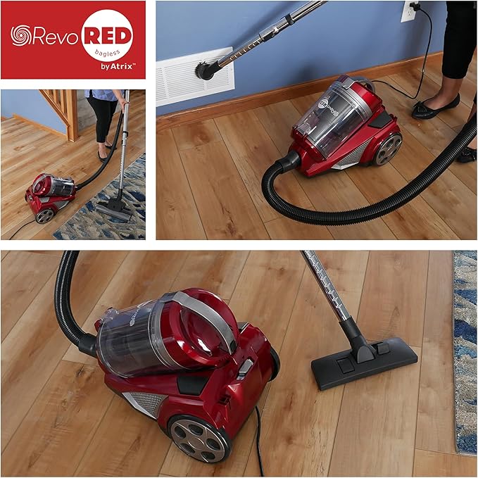 Atrix AHC-RR Revo Red Canister Vacuum Bagless