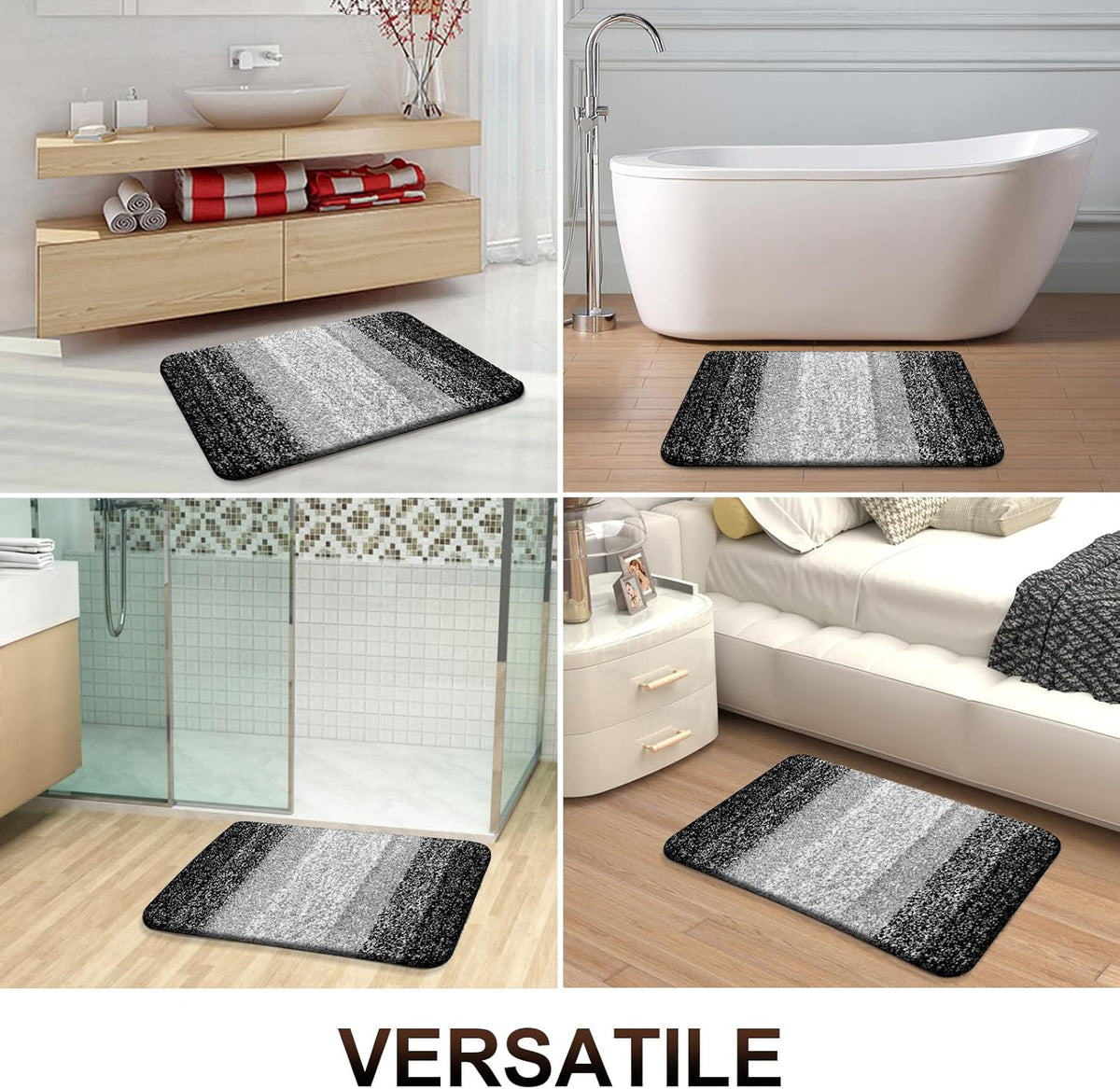 OLANLY Bathroom Rugs Mat 59x35, Extra Soft Absorbent Microfiber Bath Rugs, Rubber Backing, Quick Dry, Machine Washable Bath Mats for Bathroom Floor, Tub and Shower, Home Decor Accessories, Black