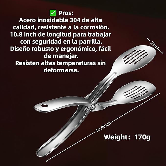 Kitchen Metal Tongs, Heat-Resistant 600°C Stainless Steel Cooking Tongs, Perfect for Food, Steak,Bread,Pizza,Salads and BBQ,Stable Clamping and Flipping Performance.