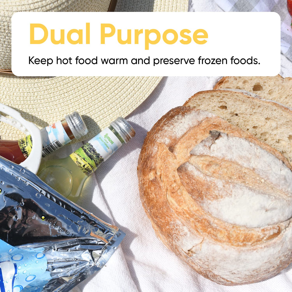 Superio Hot and Cold Insulated Bags for Food Delivery, Grocery Shopping Bags, Food Storage for Hot and Frozen Food for Travel, Disposable Cooler Bag, Reinforced Thermal Lunch Bag (5, 15.5"x13")