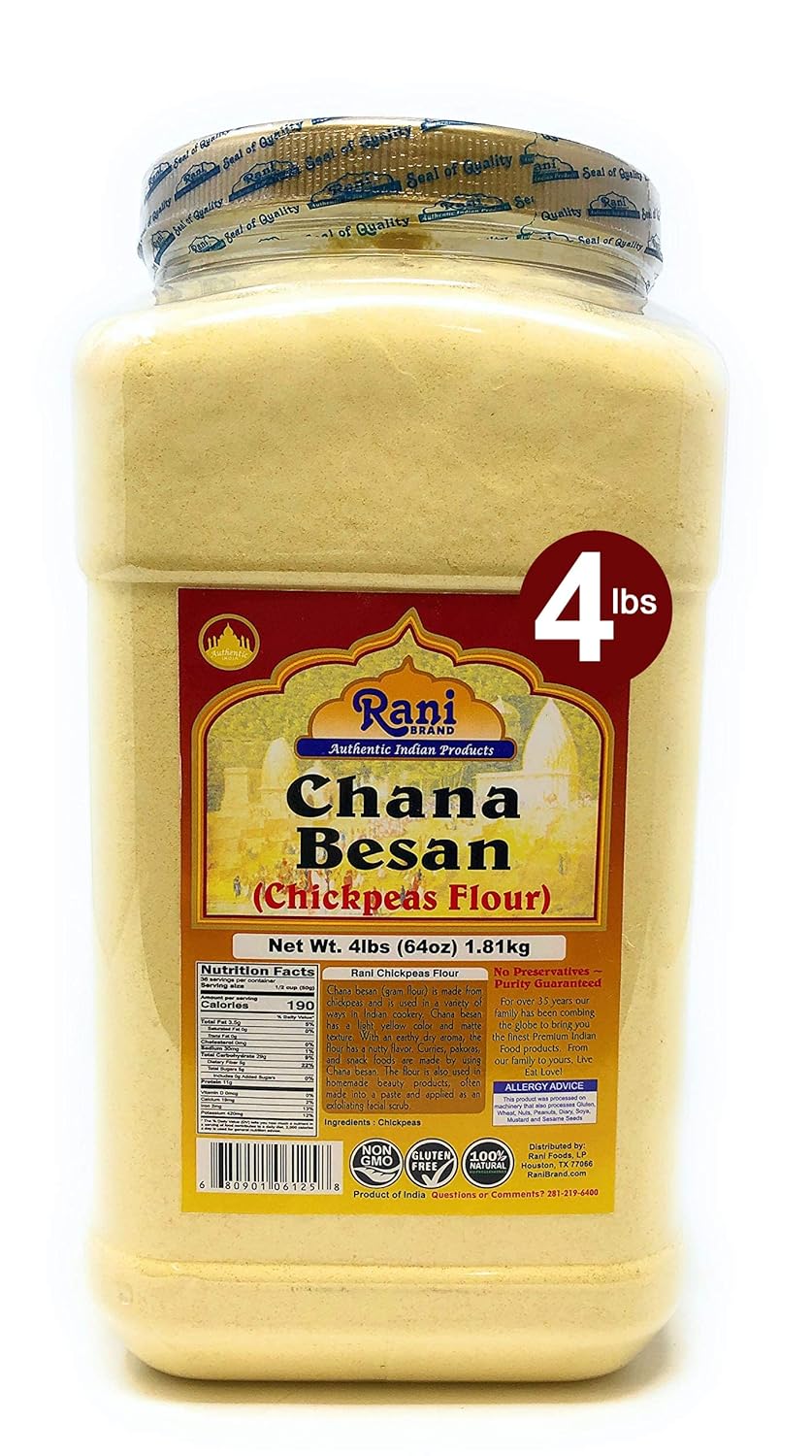 Rani Chana Besan (Chickpeas Flour, Gram) 64oz (4lbs) 1.81kg Bulk PET Jar ~ All Natural | Vegan | Gluten Friendly | NON-GMO | Kosher | Indian Origin