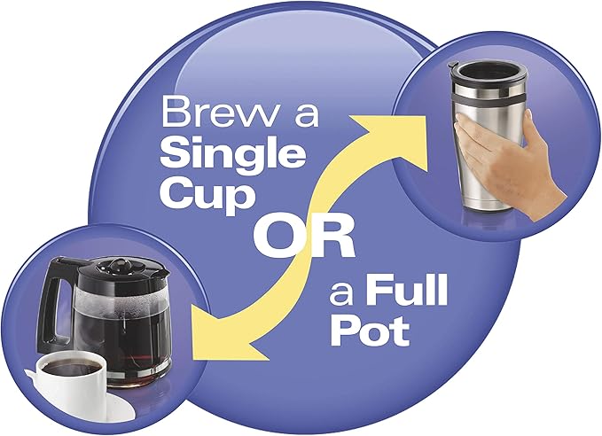 Hamilton Beach FlexBrew Trio 2-Way Coffee Maker, Compatible with K-Cup Pods or Grounds, Single Serve & Full 12c Pot, Permanent Gold-Tone Filter, Black & Silver
