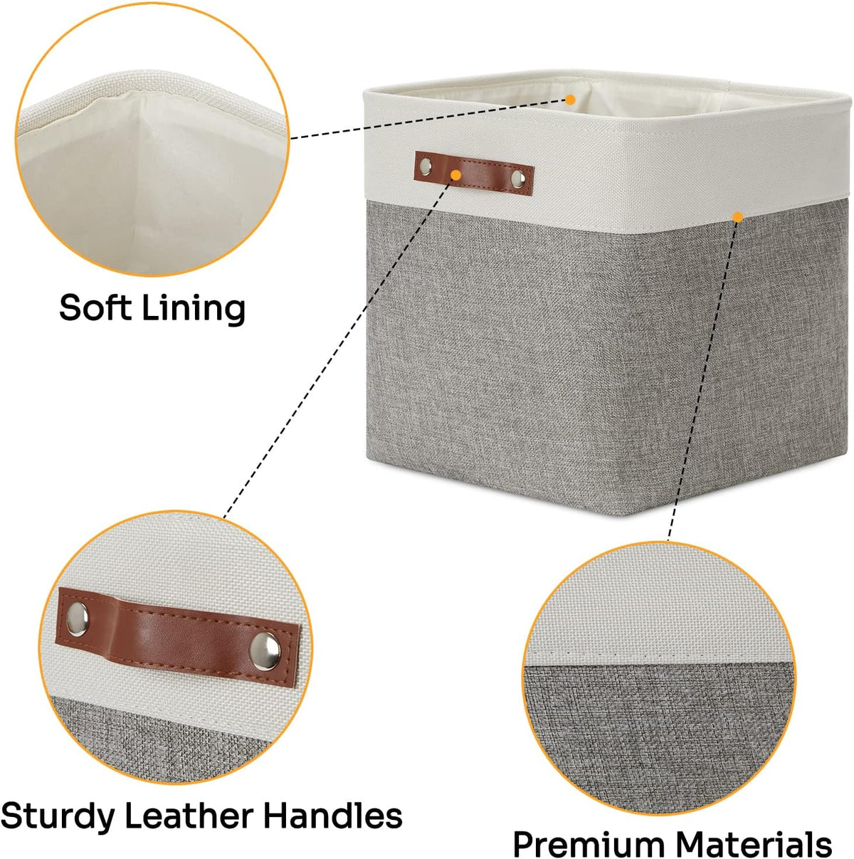 DULLEMELO 13 inch Fabric Storage Cubes 4 Pack Foldable Baskets/Bins for Home Office Organizer Closet, Shelves, Toy, Nursery